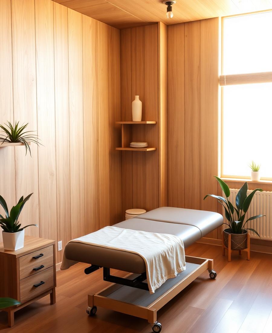 Warm chiropractic treatment room