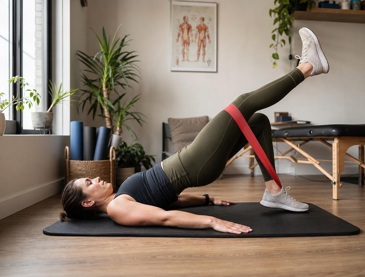 Athlete performing rehab exercises with resistance band